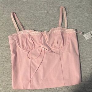 Pink Lace Trim Corset Top